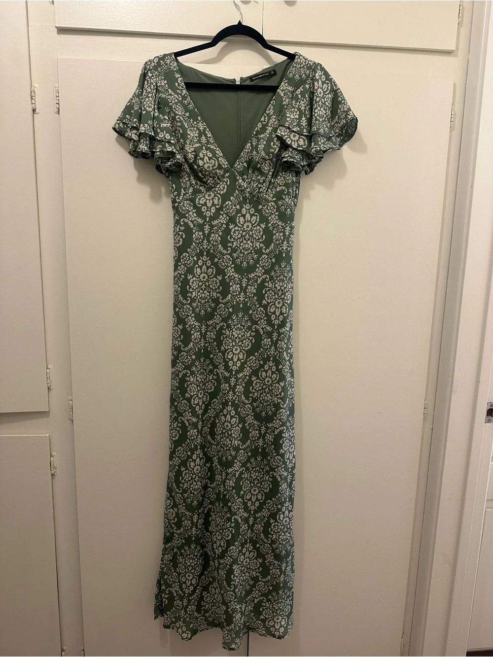 Abercrombie & Fitch Olive Green and White Floral Midi Dress